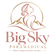 Big Sky Paramedical logo with feminine silhouette, mountains, blush and gold